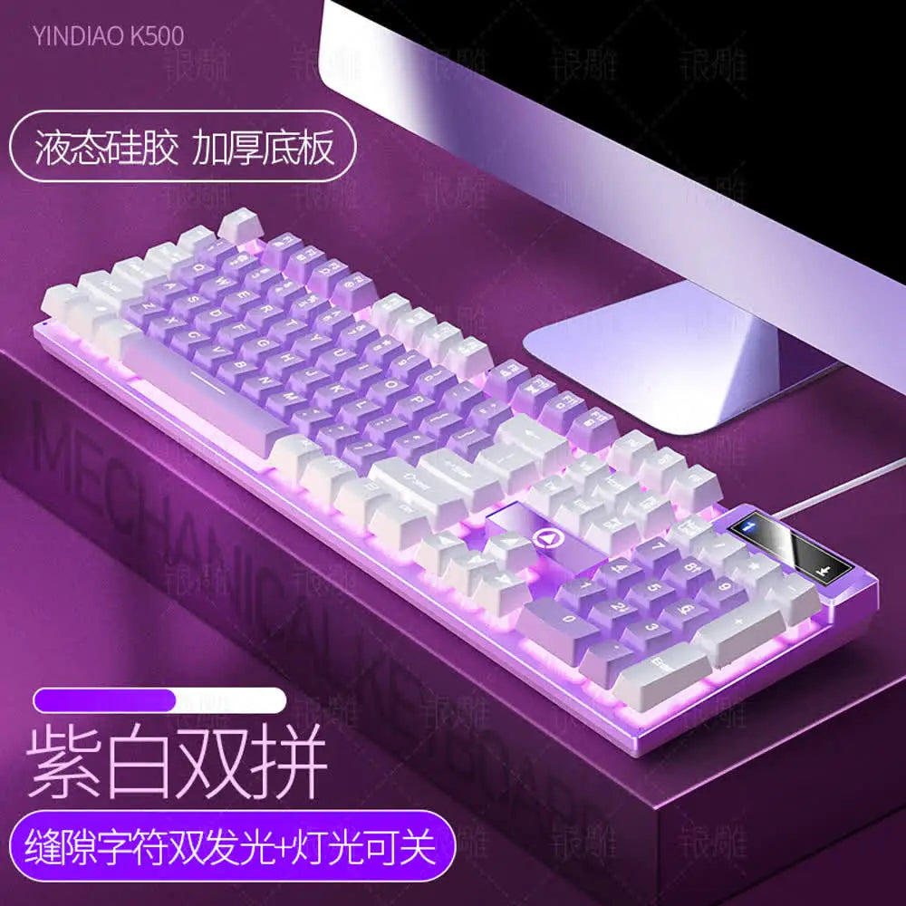Carpbaba K500 104 Key USB Wired Gaming Keyboard Color Backlit Mechanical Hand Feel Keyboard for Computer Laptop PC
