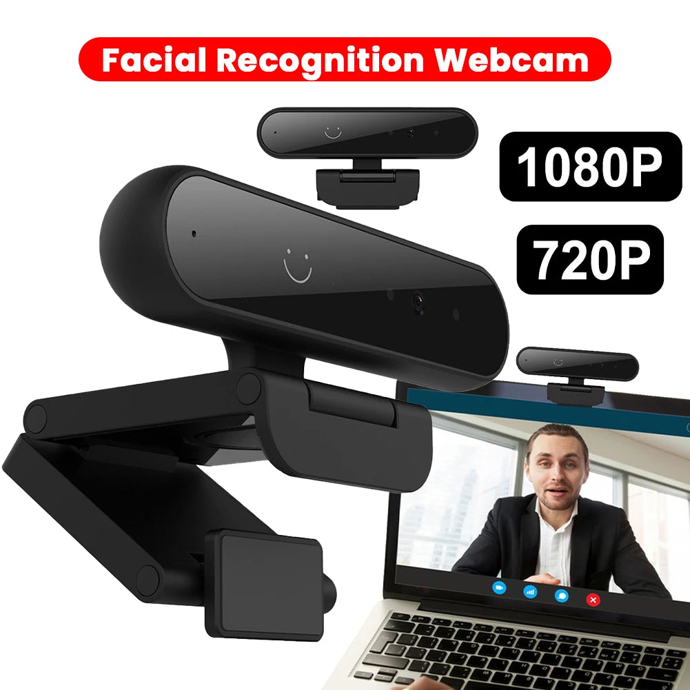 Facial Recognition Webcam Built-in Microphone for Windows Hello USB Computer Webcam Computer Web Camera for Computer