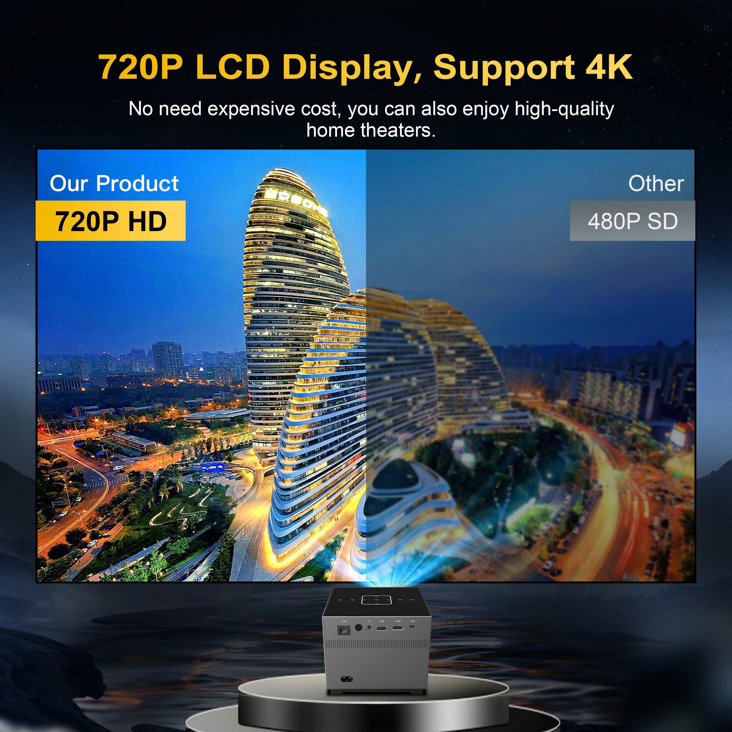 Digital ProjectorWifi Bluetooth Led Smart Voice Portable Projector Remote Control Full HD 1080P Projector 4k Game