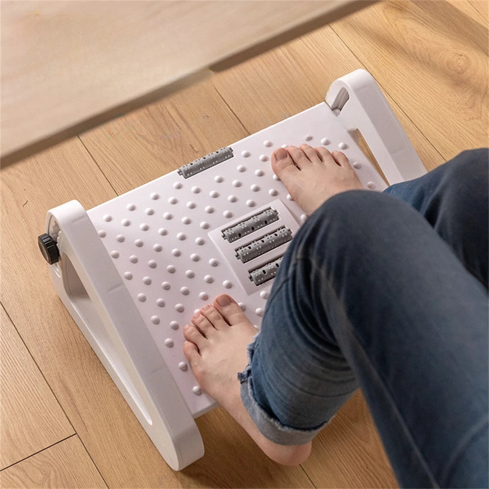 Under Desk Footstool Adjustable Foot Stepping Height Plastic Footrest Promote Leg Circulatio Ergonomic Rollers Massage