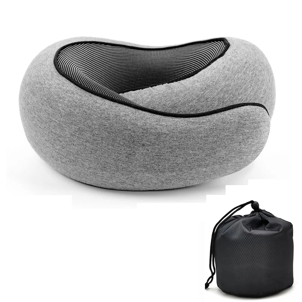 Travel Neck Pillow Memory Foam U-shaped Pillow Snail Style Travel Neck Support Portable Adjustable Soft Noon Break