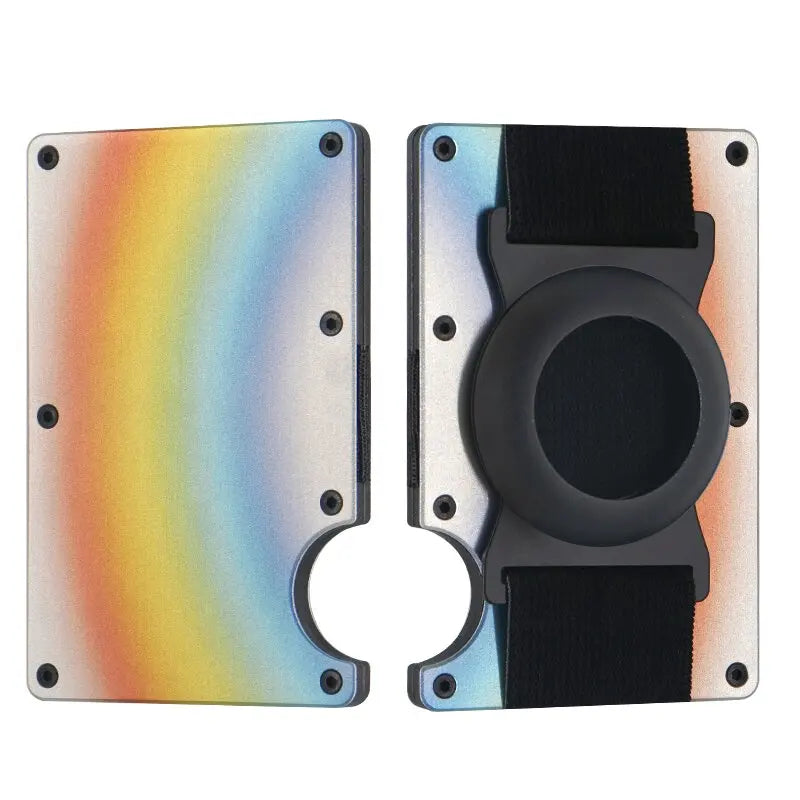 Men Metal Wallet AirTag Holder Aluminum Credit Card Holder Wallet RFID Blocking Slim Wallet for Minimalist Carteira