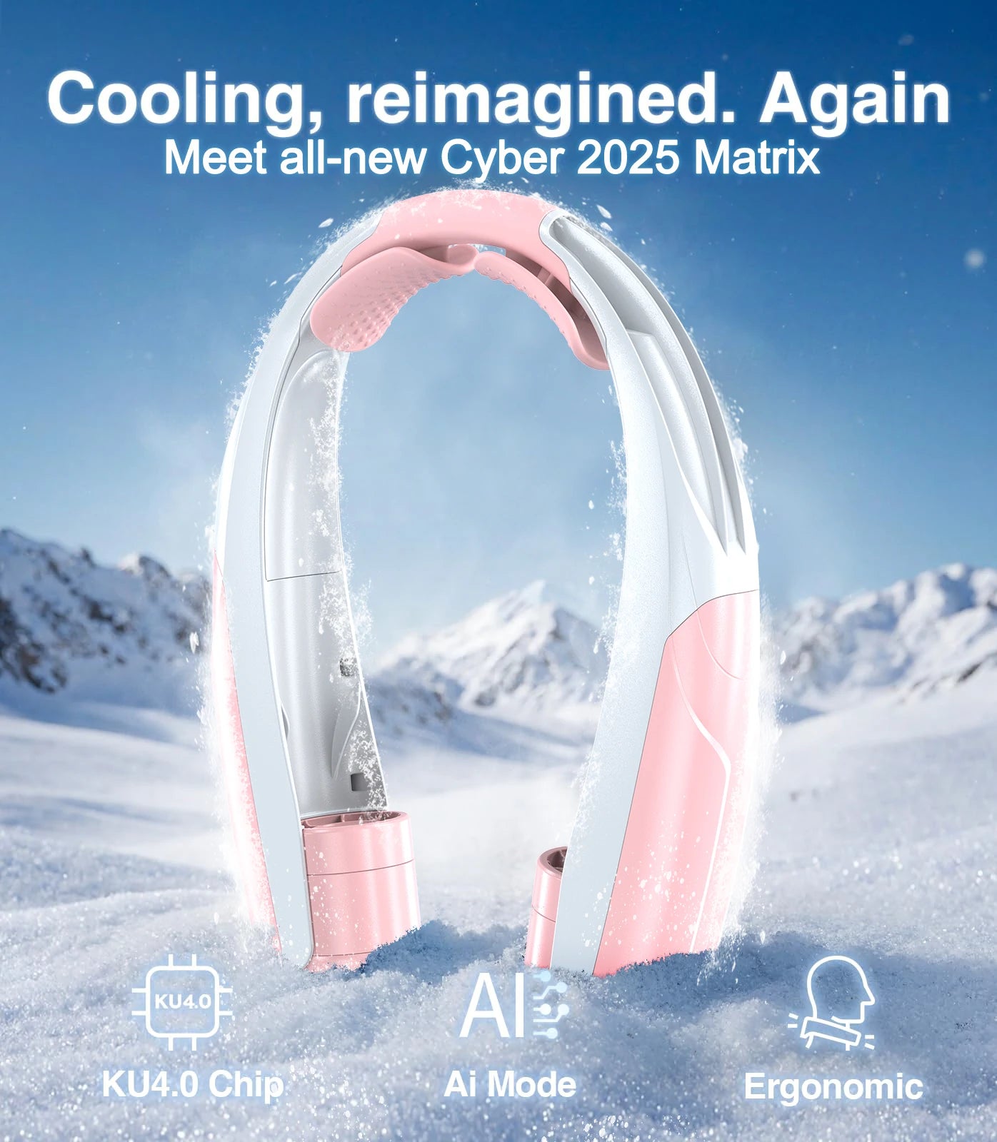 Portable neck fan six wind speeds (Max: 8000 rpm) 6000mAh battery - up to 20 hours extremely strong life