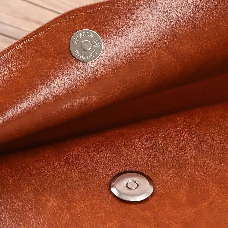 A5 Leather Document Storage Bag Folder Data Packet Man Woman PU Brown Business Bill File Bag School Office Supplies