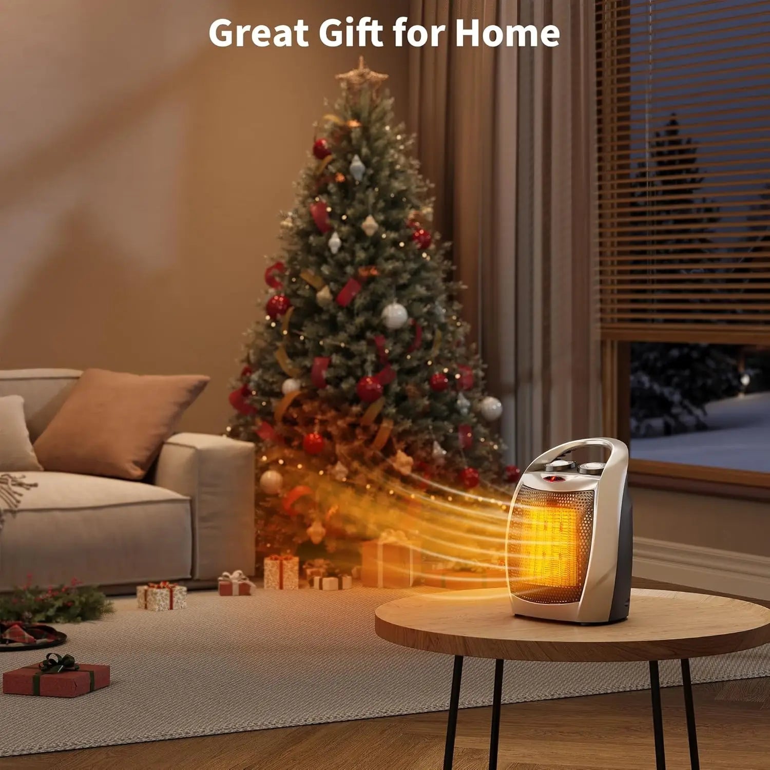 Portable Electric Space Heater for Office/Home - 1500W/750W Thermostat Heater & Fan Safe Quiet 45dB Max Tip-Over
