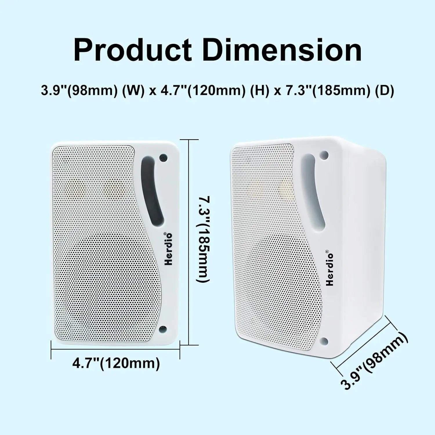 Herdio 3.5’’ 2PCS Passive Outdoor Speakers Wired Waterproof 200W 3 Way Premium Mountable Wall Mount Speakers