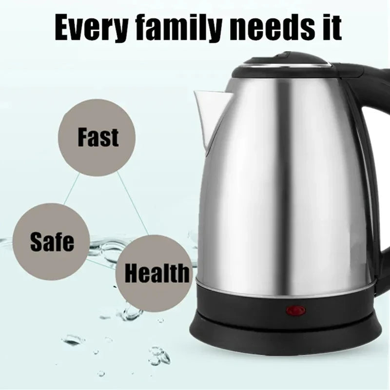 1.8L 220V Stainless Steel Electric Kettle Silver Black Base Separation Desion Rust-resistant Durable for Home During