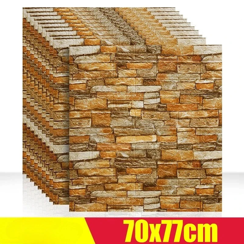 1/5/12pcs Foam 3D Wall Decor Sticker Waterproof Self-adhesive Brick Wallpaper DIY Living Room Wall Sticker Background