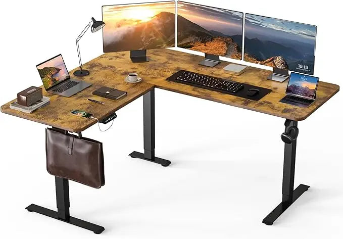 63 x 55 inch L Shaped Standing Desk Corner Computer Desk Electric Adjustable Height Stand Up Table L Sit Stand Desk