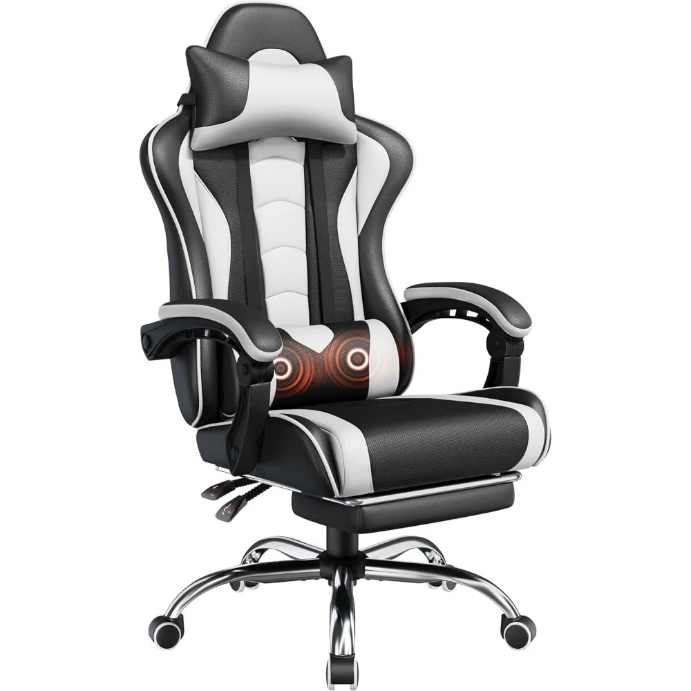 Ergonomic Gaming Chair with Swivel Seat&Headrest Adjustable Video Game Chair with Massage Lumbar Support and Footrest