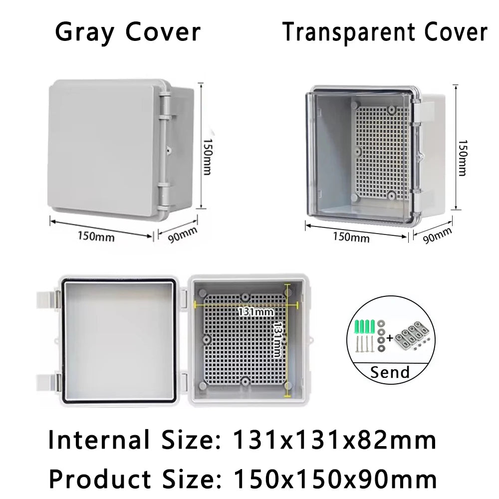 IP66 Waterproof Plastic Box ABS Wire Junction Box Gray/Transparent Cover Enclosure Outdoor Electronic Engineering