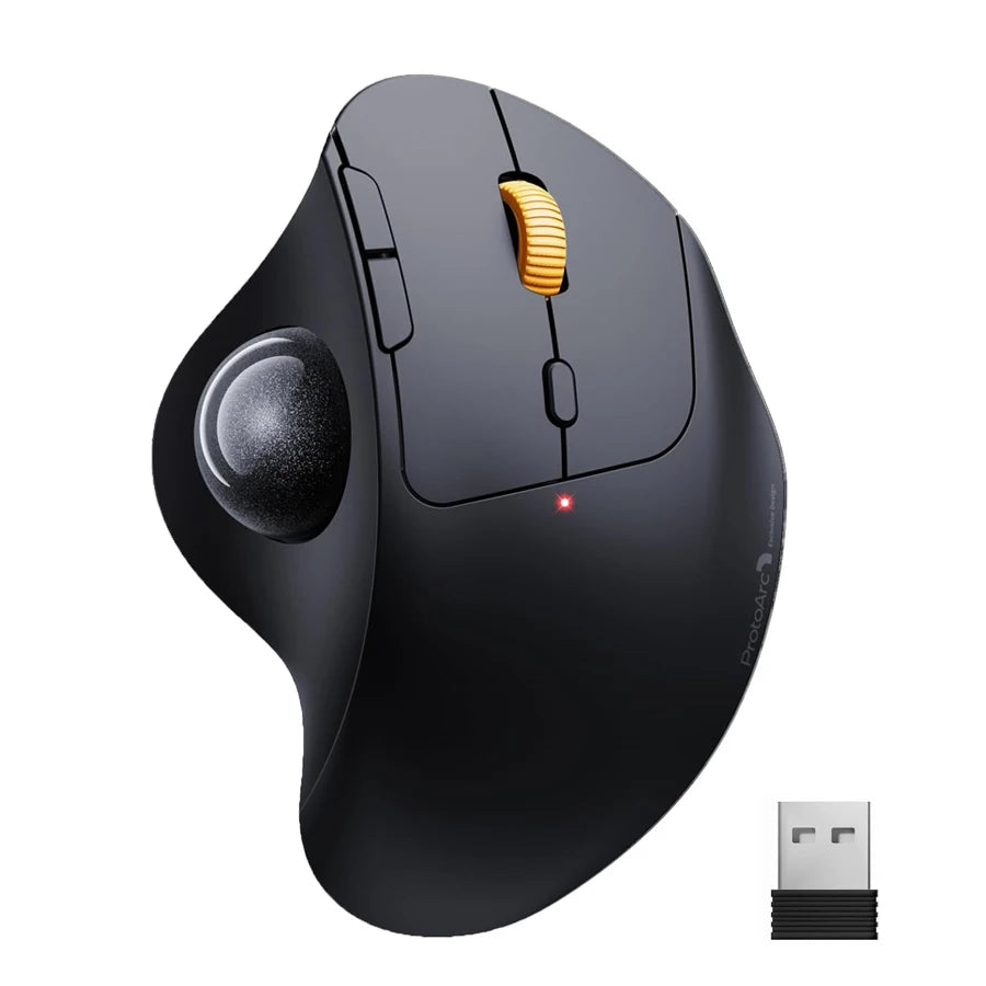 ProtoArc EM04 Trackball Mouse Wireless Rechargeable Ergonomic Vertical Bluetooth Mice for Computer PC iPad Mac Windows