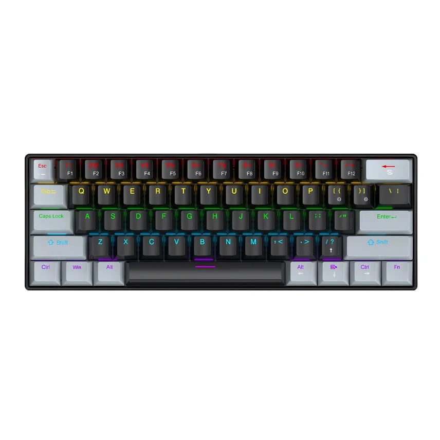 APAYADO K61 Keyboard 60% Portable Wired Mechanical Keyboard Wired 61 Keys Phantom RGB - Blackgray / Red Switch - Desktop