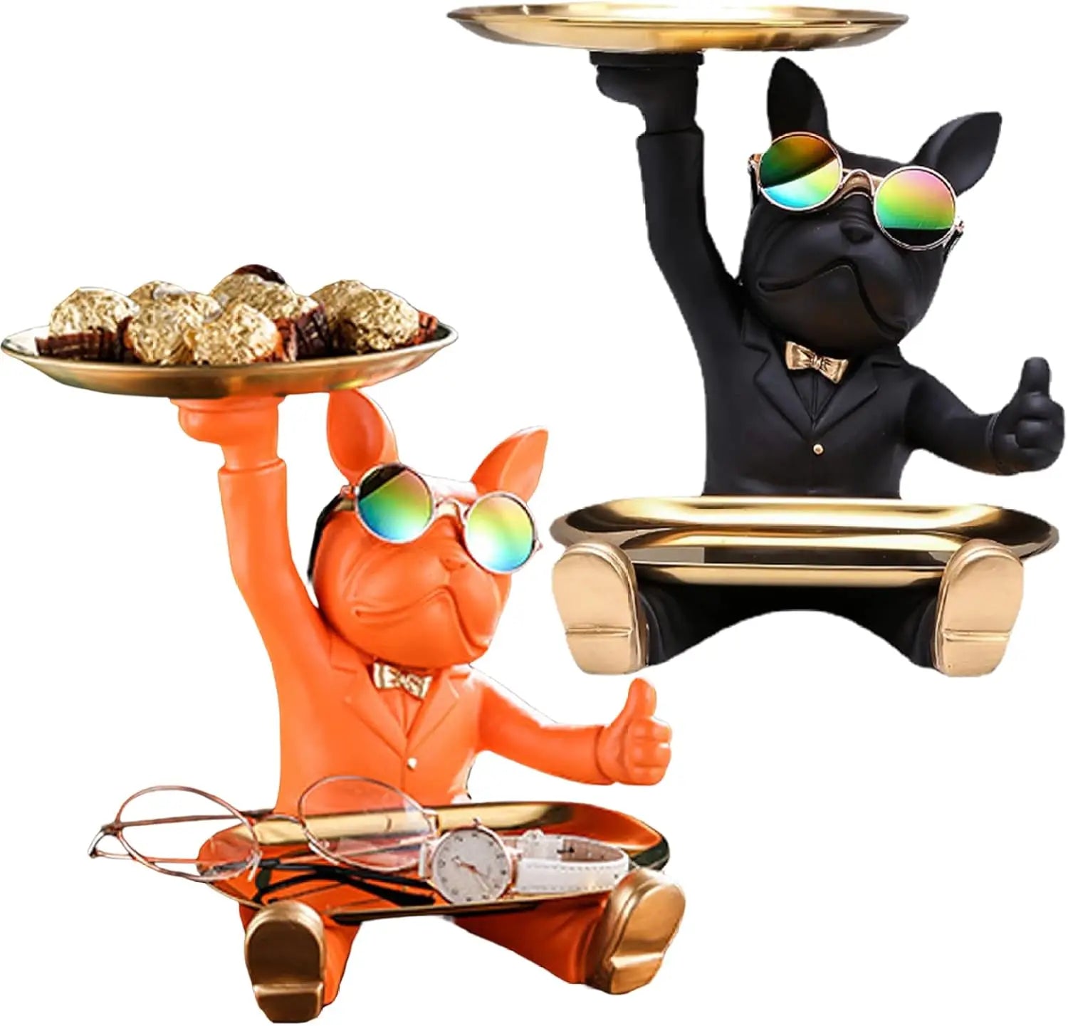 Resin French Bulldog Tray Statue Cool Bulldog Storage Decor Key Bowl Dog statue For Modern Home Decor Office Desk Decor