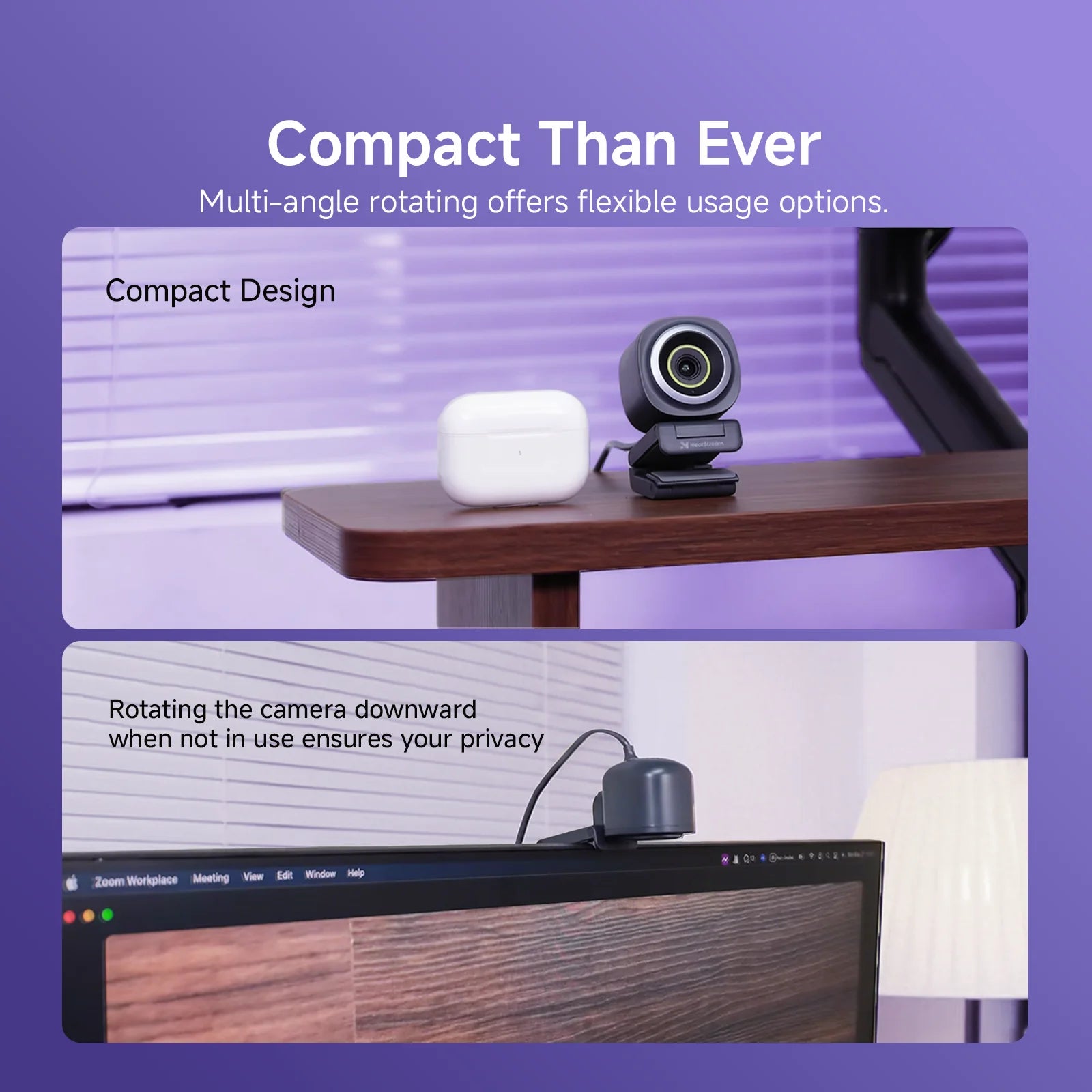 NearStream 1080P@60FPS USB Webcam with AI Noise-Canceling Microphone Software Auto Focus PC Camera With Microphone