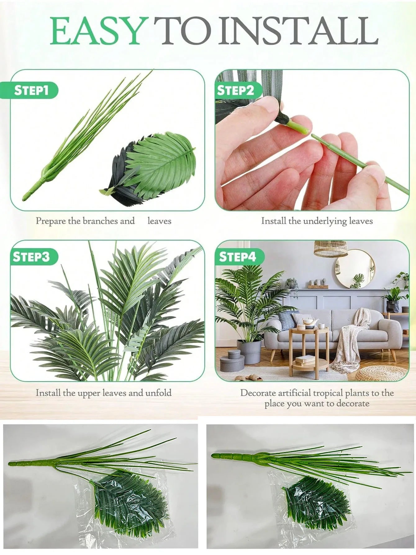 70-120cm Large Artificial Palm Tree Plastic Turtle Back Plants Leaf Schefflera Tropical Tree Home Office Party Outdoor