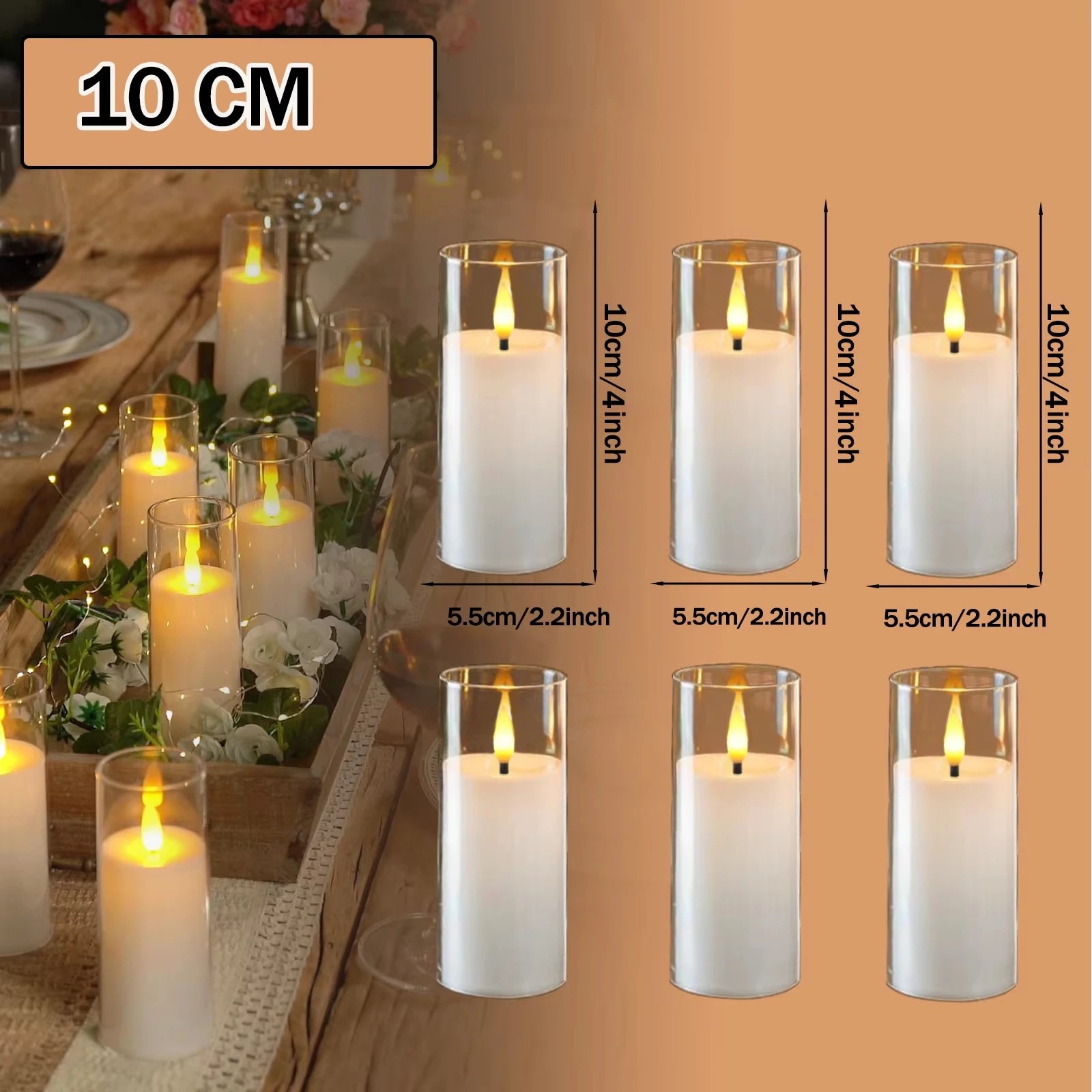 6-90PCS Acrylic Cup Led Candles Wedding Flickering Flameless Candles Battery Operated Artificial Candle Concert