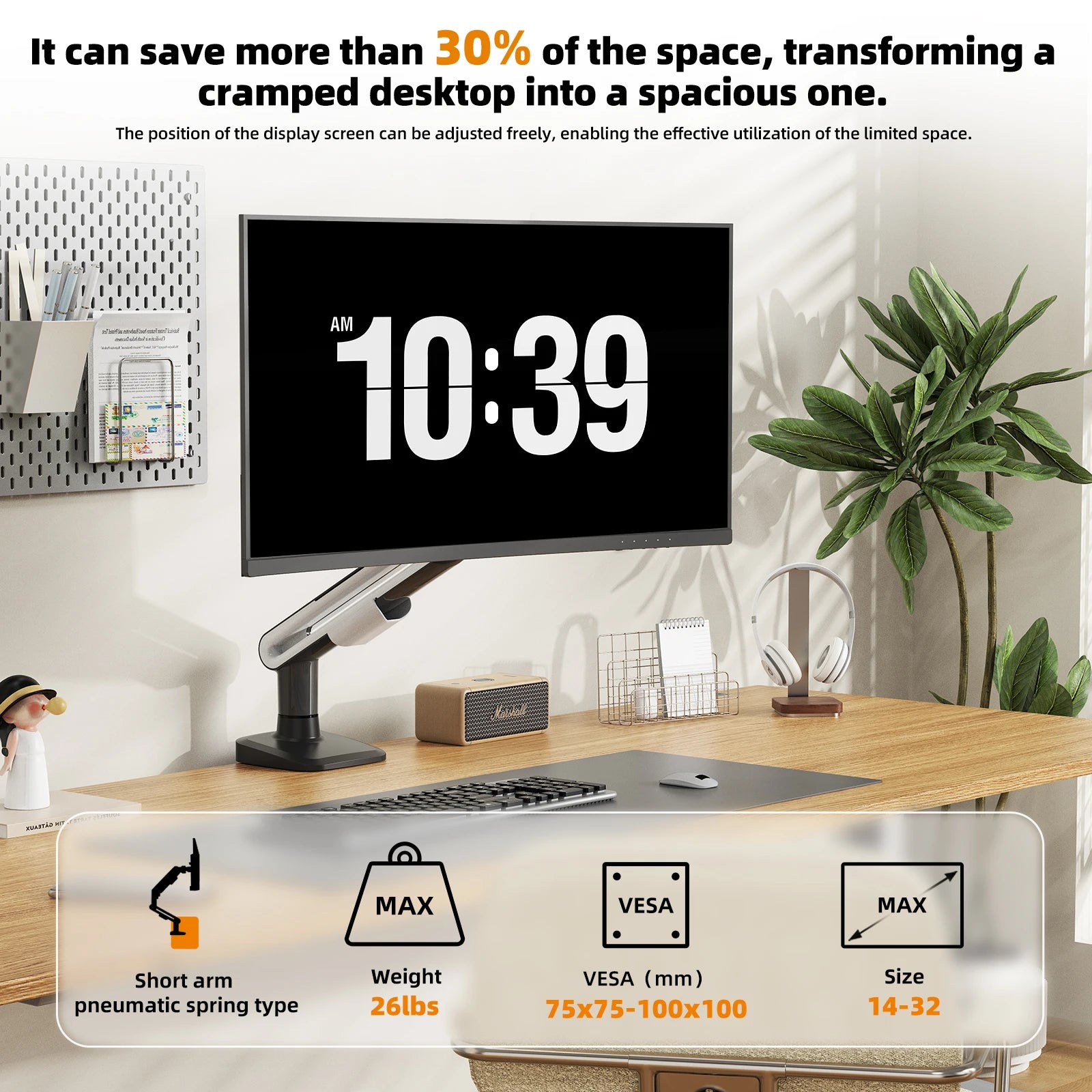 New Desktop Monitor Mount Bracket for 13 to 32 Inch LCD Screens Rotating Mechanical Arm Lift Base Desktop TV Screen