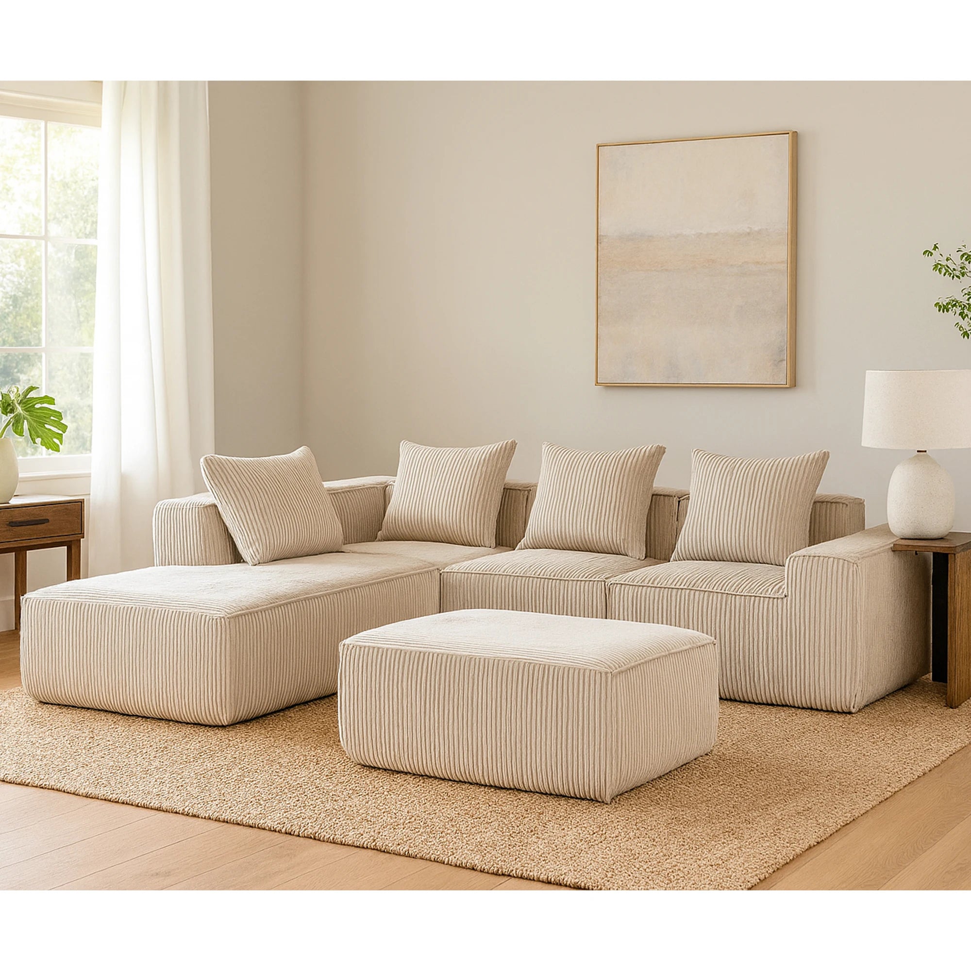 Sectional boneless Couch with L-Shape Chaise,Modern Modular sleeper Sofa with Deep Seat Upholstered Couches for Room