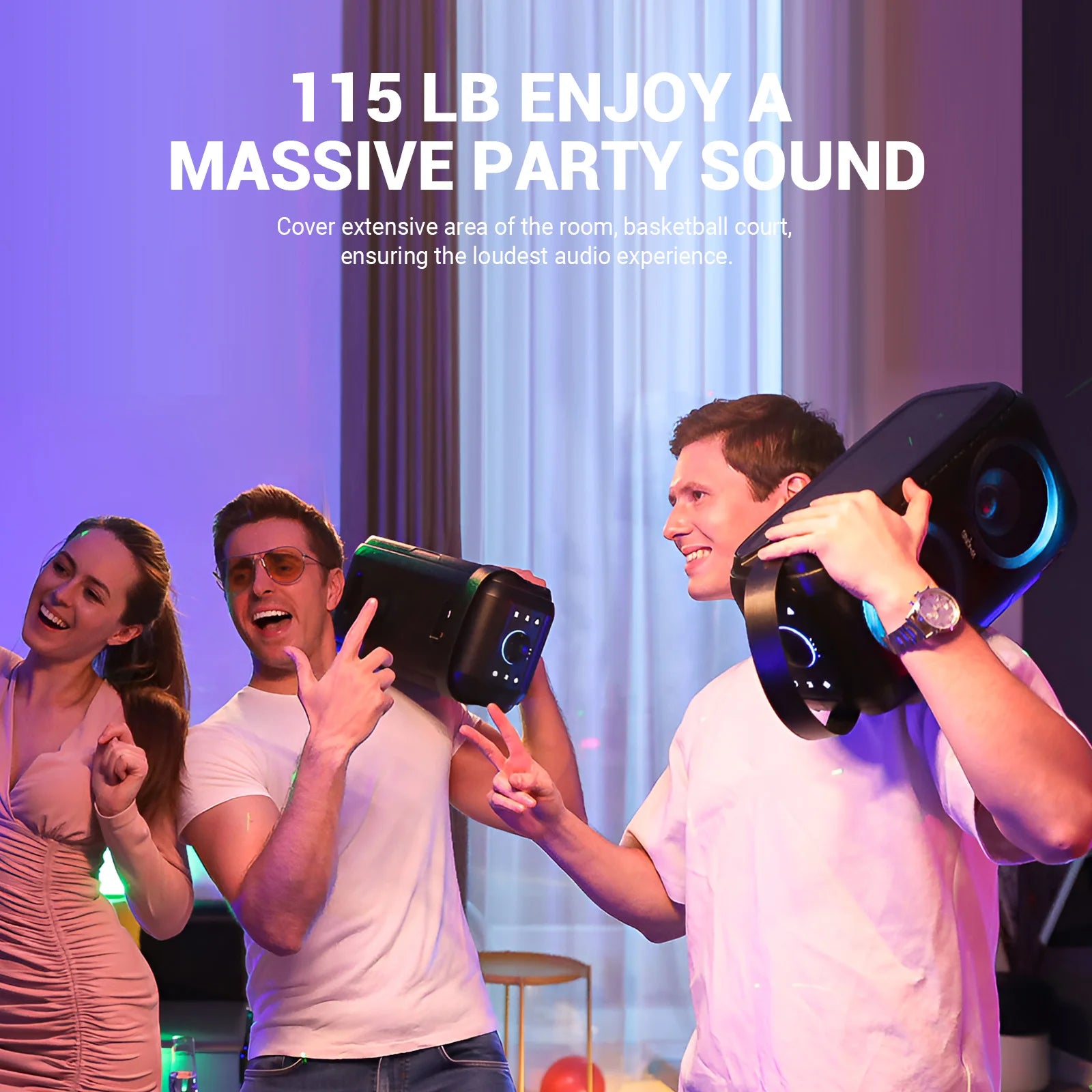 W-KING 80W RMS Party Portable Speakers Bluetooth Wireless Boombox/4 Drivers(2*4.04’’ Woofer) Huge 105dB Sound Large