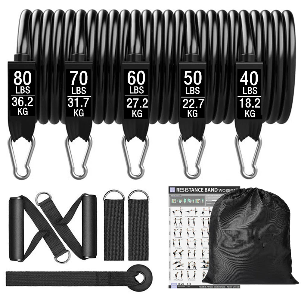 300lb Fitness Booty Resistance Elastic Band Workout for Training Home Exercise Sport Gym Dumbbell Harness Set Expander