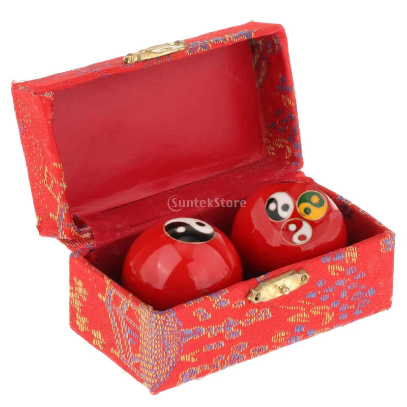 2pcs Chinese Baoding Balls With Fitness Seniors Finger Dexterity Massager Baoding Balls Relax - Gossip Red 42mm
