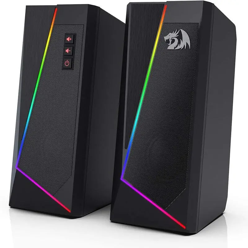 Redragon GS520 RGB Desktop Speakers 2.0 Channel PC Stereo Speaker with 6 Colorful LED Modes Enhanced Sound White/Pink