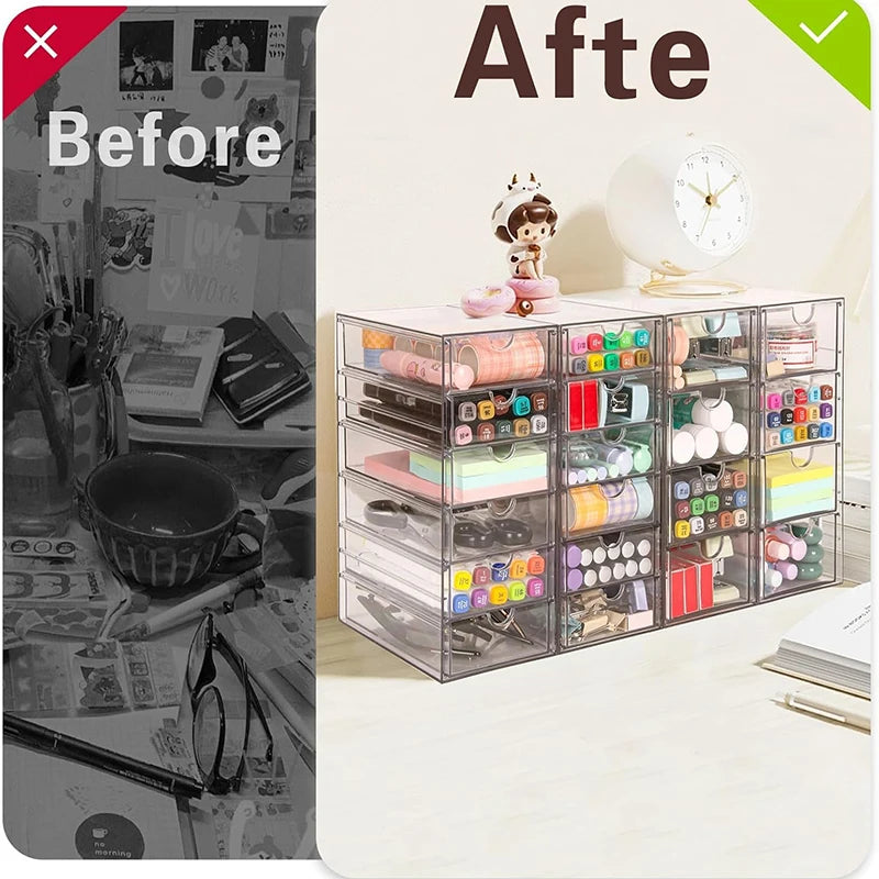 Transparent marker pen storage box desktop stationery pen holder storage box for watercolor painting pens.