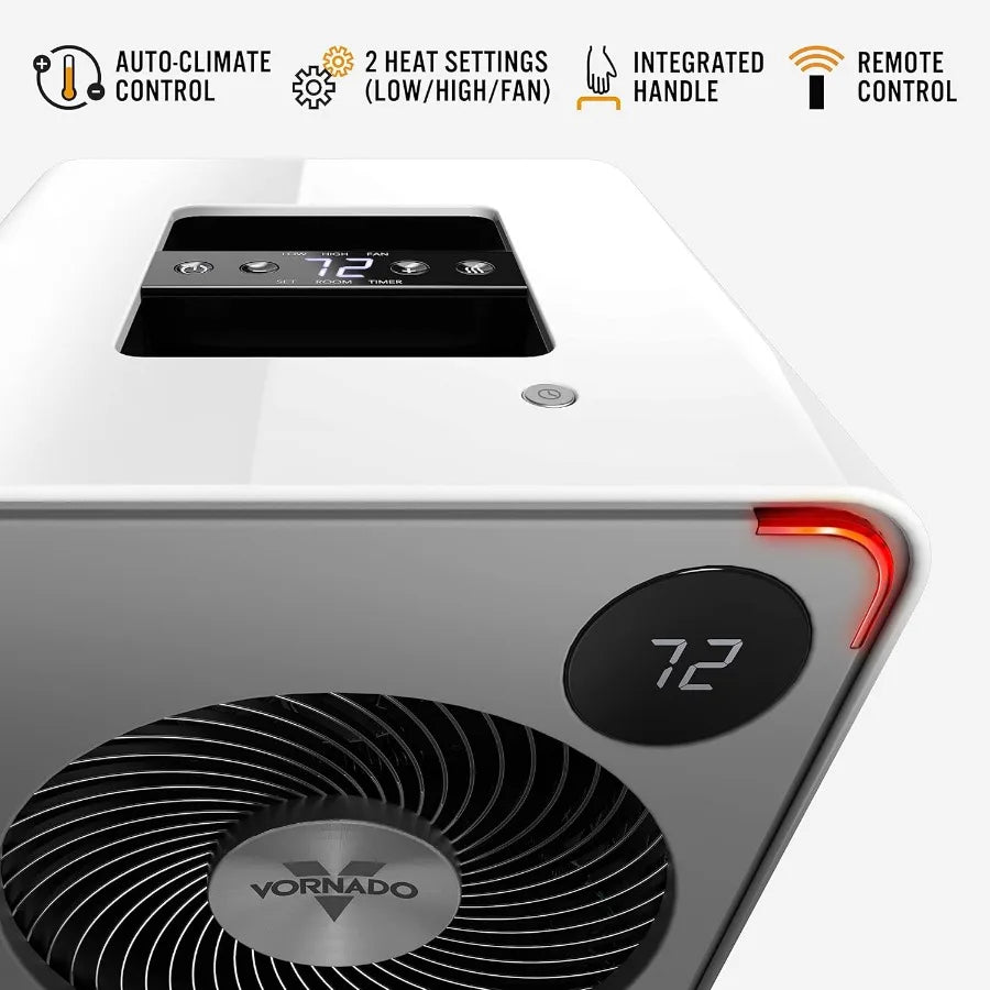 VMH500 Whole Room Metal Heater with Auto Climate Control for Efficient Home or Office Heating Offers Two Heat Settings