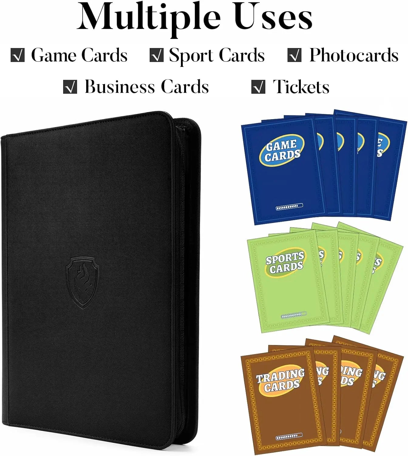 9 Pocket Zipper Card Binder 360 Trading Card Holder Book Premium PU Cover Zip Binder for Cards Durable Side Loading Card