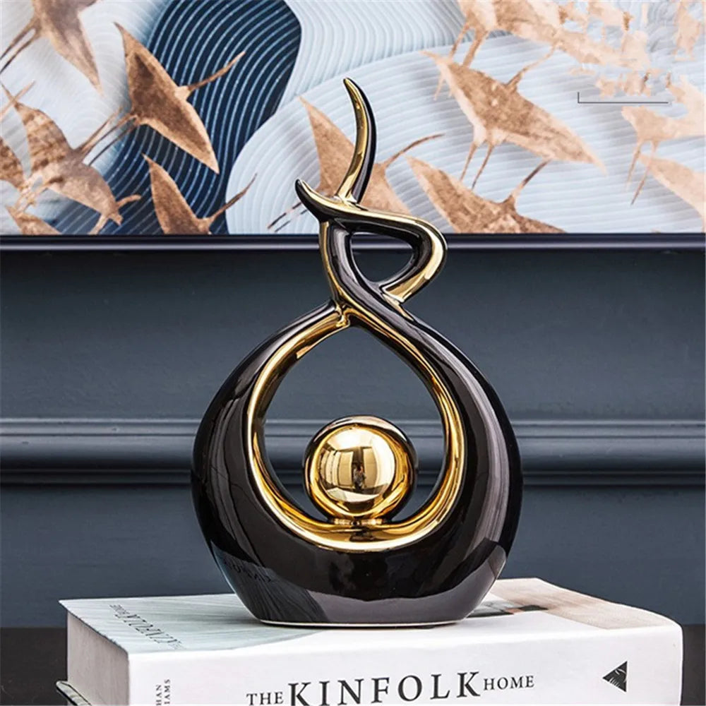 Nordic Home Decor Figurines for Interior Living Room Desk Ceramics Decoration Accessories Statue Sculpture Feng Shui