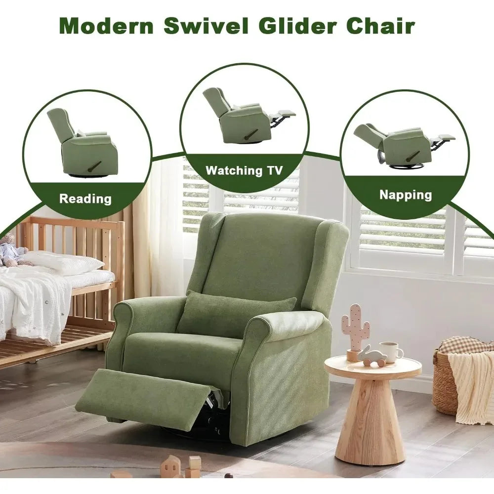 Nursery Swivel Glider Recliner,Rocking Chair Nursery with Footrest,Rocking Recliner Chair for Nursery,Glider Rocker