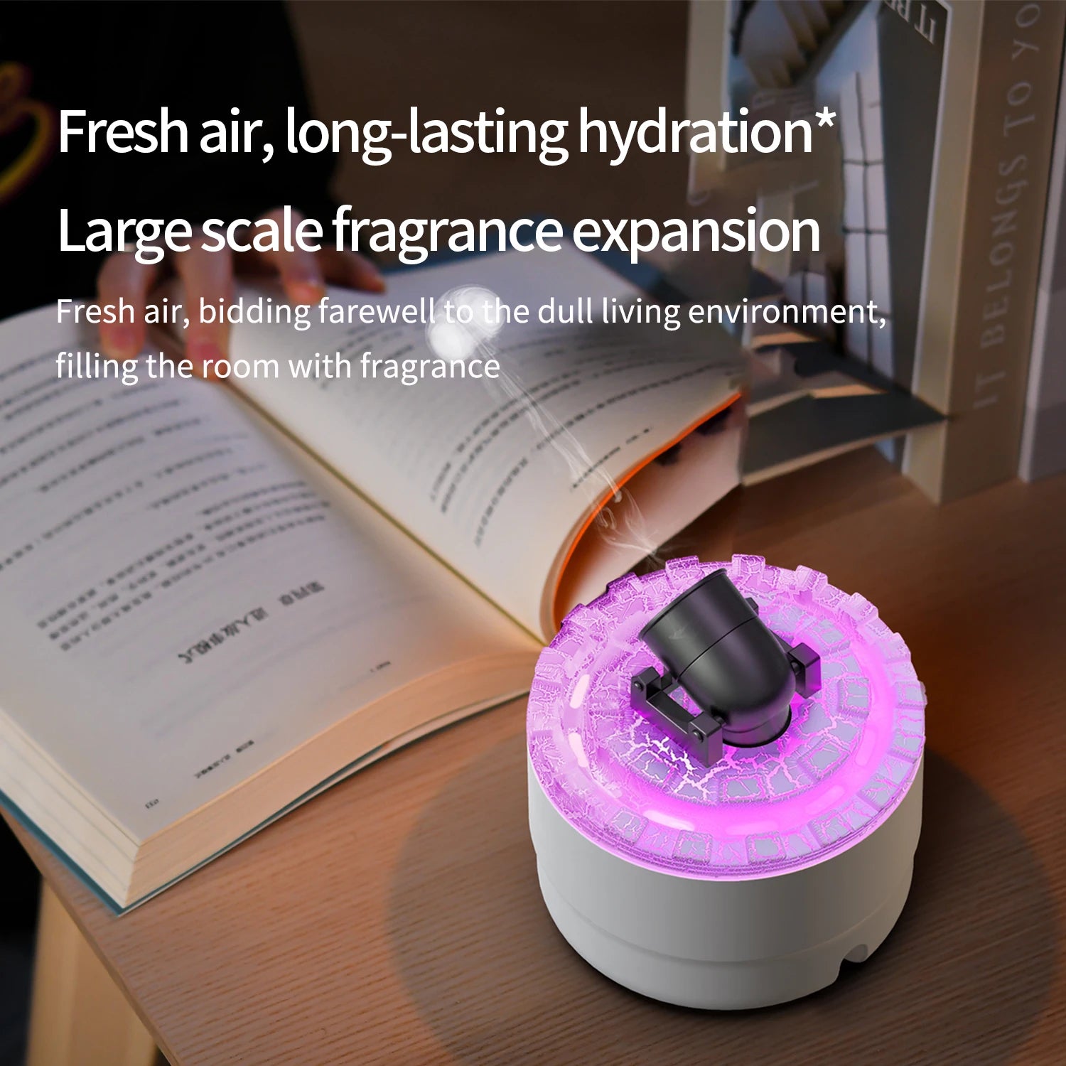 Creative Volcanic Crack Light Artillery Air Humidifier Aromatherapy Diffuser for Home Desktop Ring Spray Electric Aroma