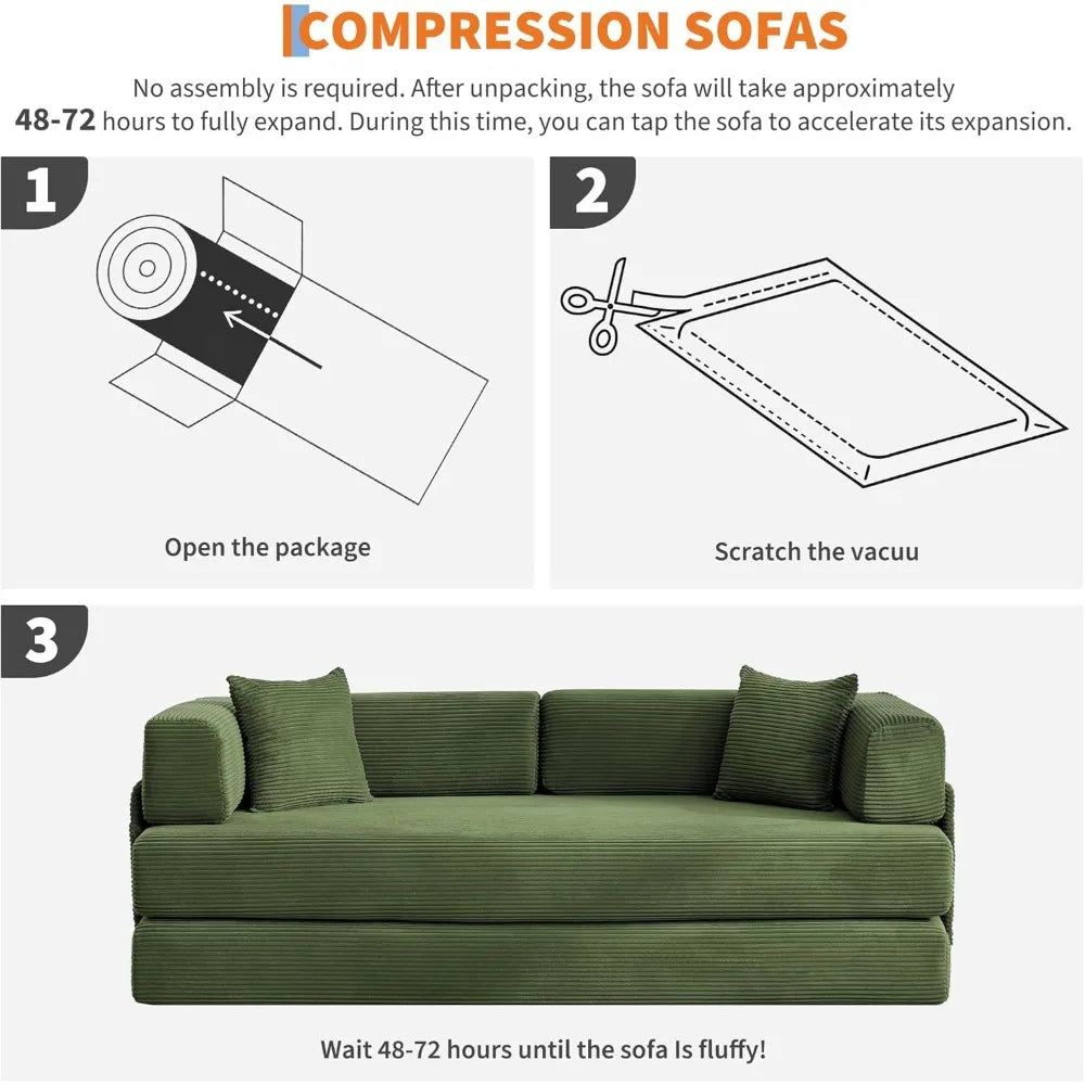 Convertible Sleeper Sofa Bed,78.8’’ Floor Sofa Bed,5-in-1 Folding Mattress Couch Loveseat with Fixed-Shape