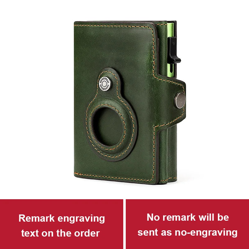 HUMERPAUL Wallet for Apple Airtage RFID Blocking Card Holder Business Aluminum Pop Up Slide Cardholder Case with Zip