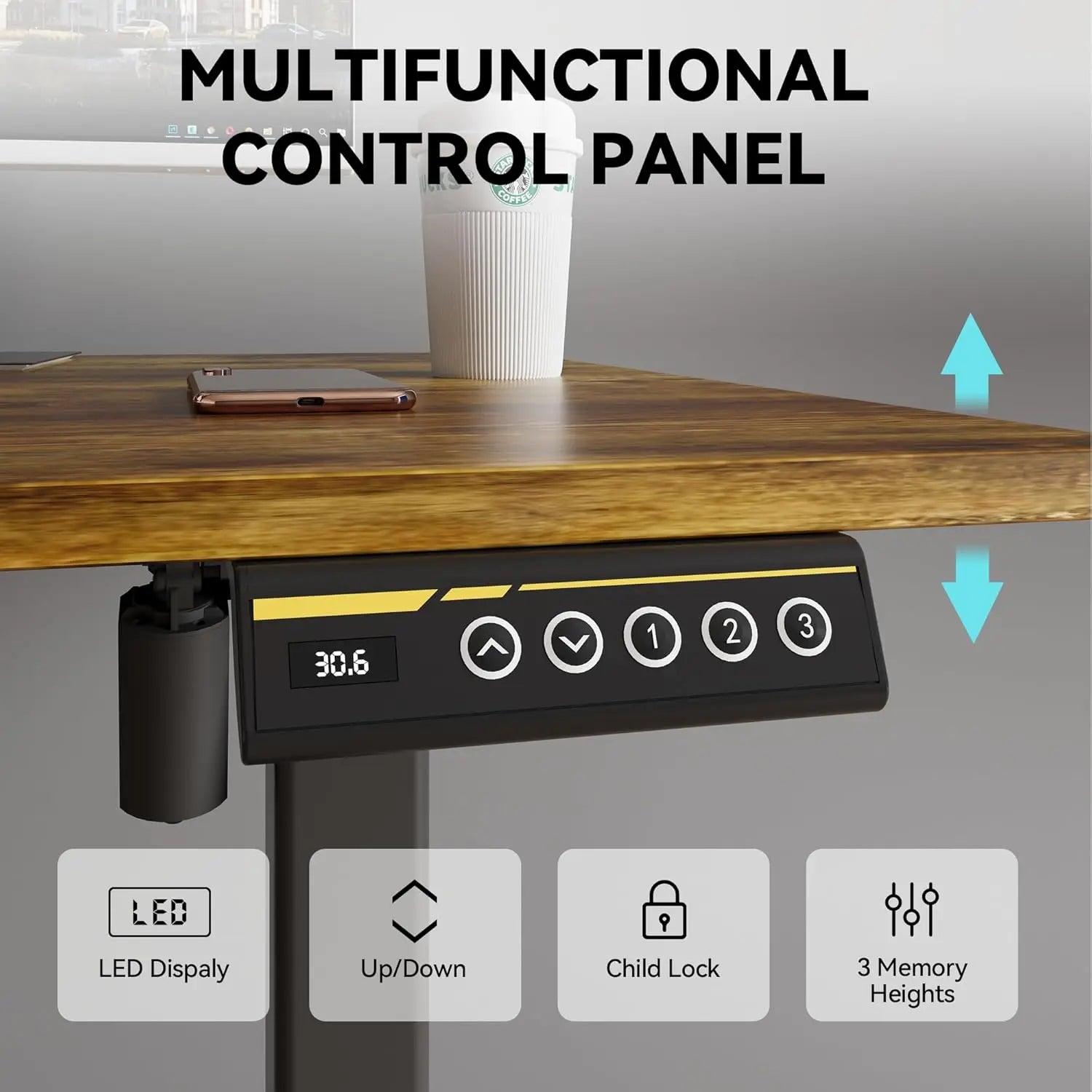 Electric Standing Desk 48x24 Adjustable Height with Wheels Ergonomic Sit Stand Desk for Office Home Workstation Rustic