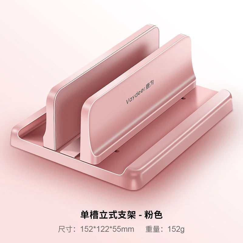 Vaydeer Pink Plastic Vertical Laptop Stand Holder Adjustable Desktop Notebook Dock Space-Saving 3 In 1 For Women