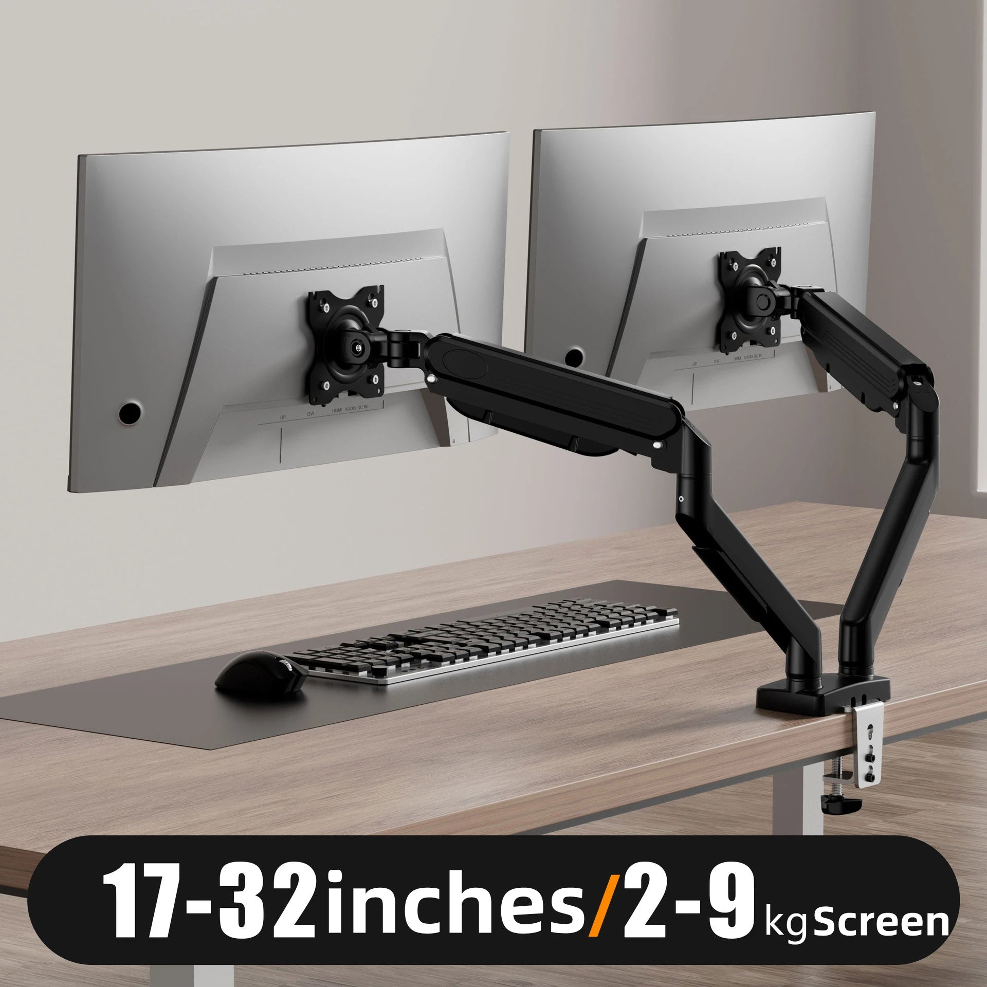 Dual Monitor Mount for 13″–32″ Screens Adjustable Dual Monitor Stand with 180° Swivel Tilt 360° Rotation for Home