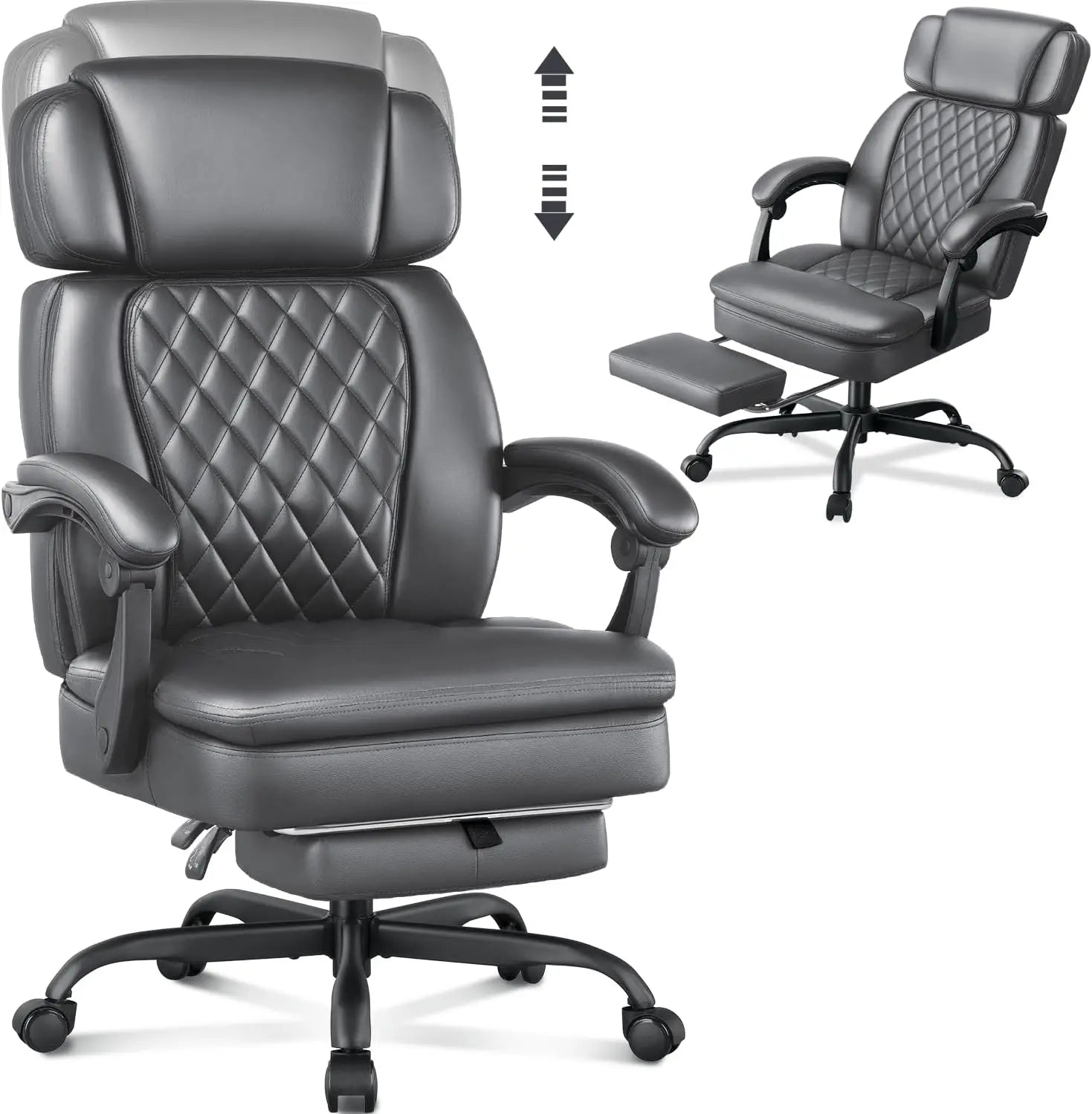 400lbs Executive Office Chair with Foot Rest for Heavy People Ergonomic Big and Tall Desk Chair with Adjustable