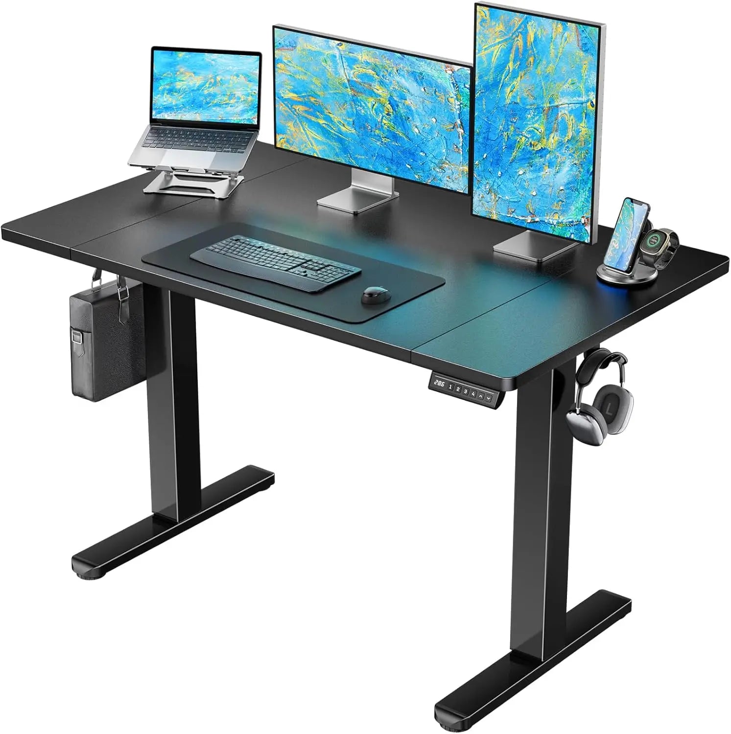 HUANUO 71 x 30 inch Electric Standing Desk Powerful Brushless Motor Large Height Adjustable Table,Thick T-Shaped Frame