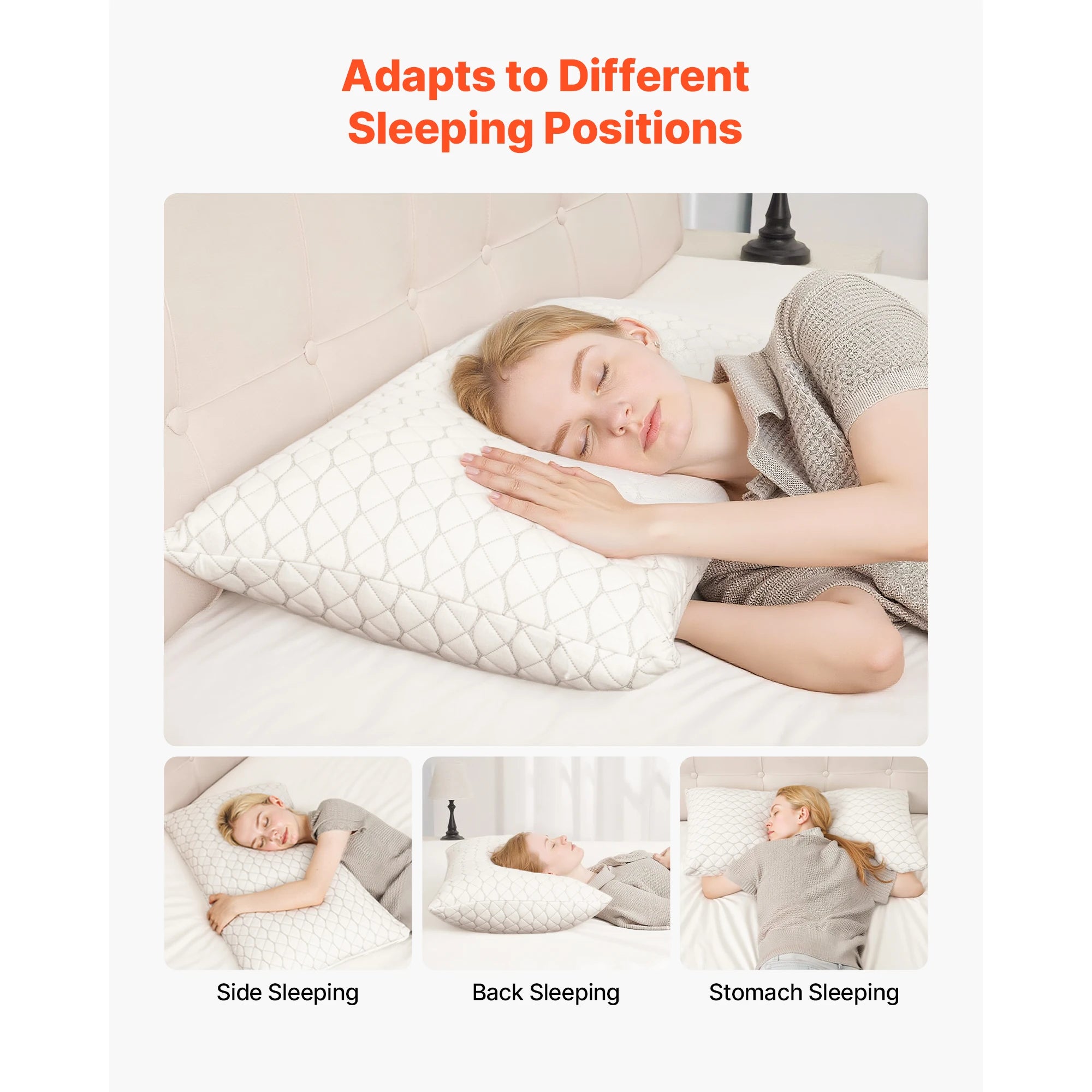 SucceBuy King/Queen Bed Pillow Hotel Comfortable Pillow with Memory Foam Fill Sleep Aid for Sleeping Home Decorative