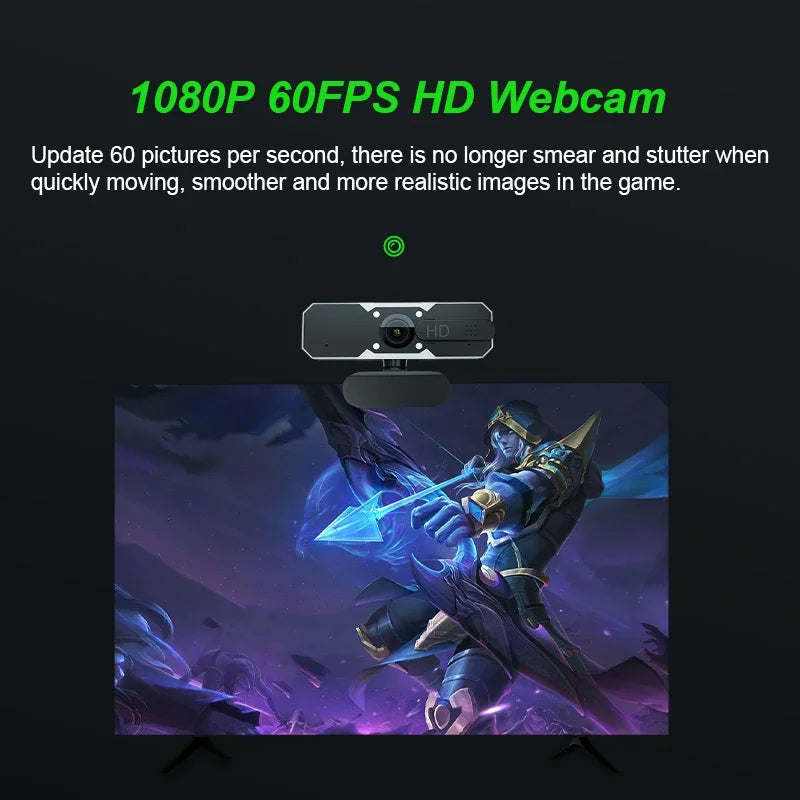 1080p 60fps RGB Led Light Game Webcam USB Camera For Gaming PC Computer Laptop Video Web Cam With Microphone 7 Color