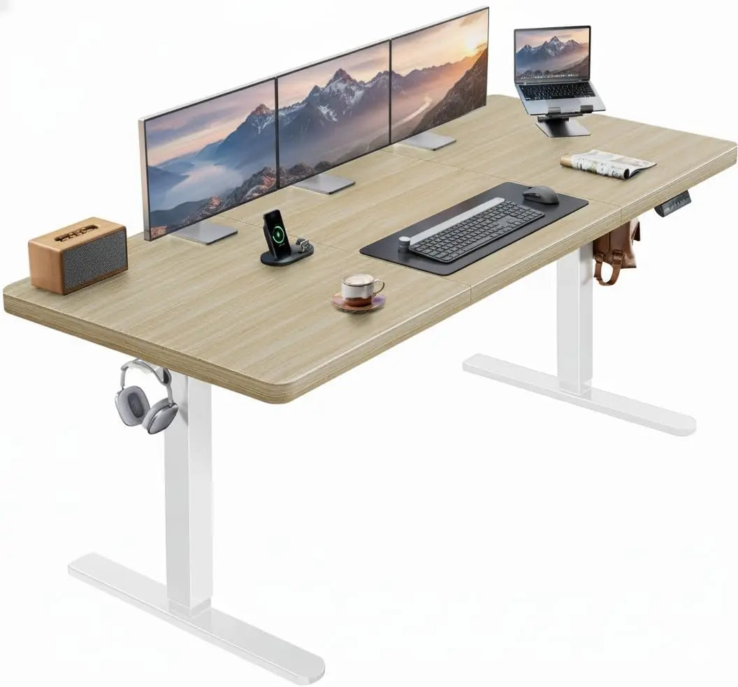 HUANUO 71 x 30 inch Electric Standing Desk Powerful Brushless Motor Large Height Adjustable Table,Thick T-Shaped Frame
