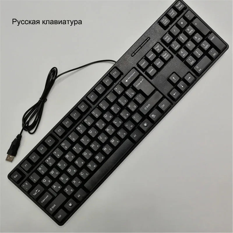 Spanish French Russian Arabic Letter keycaps Keyboard Gaming Keyboard Usb Wired 104 Keys For Computer - Russian