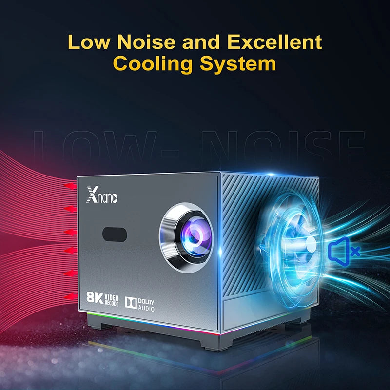 XNANO 300ANSI Projector 8K/4k WiFi 5G Voice Remote Portable Smart Movie Projector with LED Lighting BT5.0 Bulit-in More