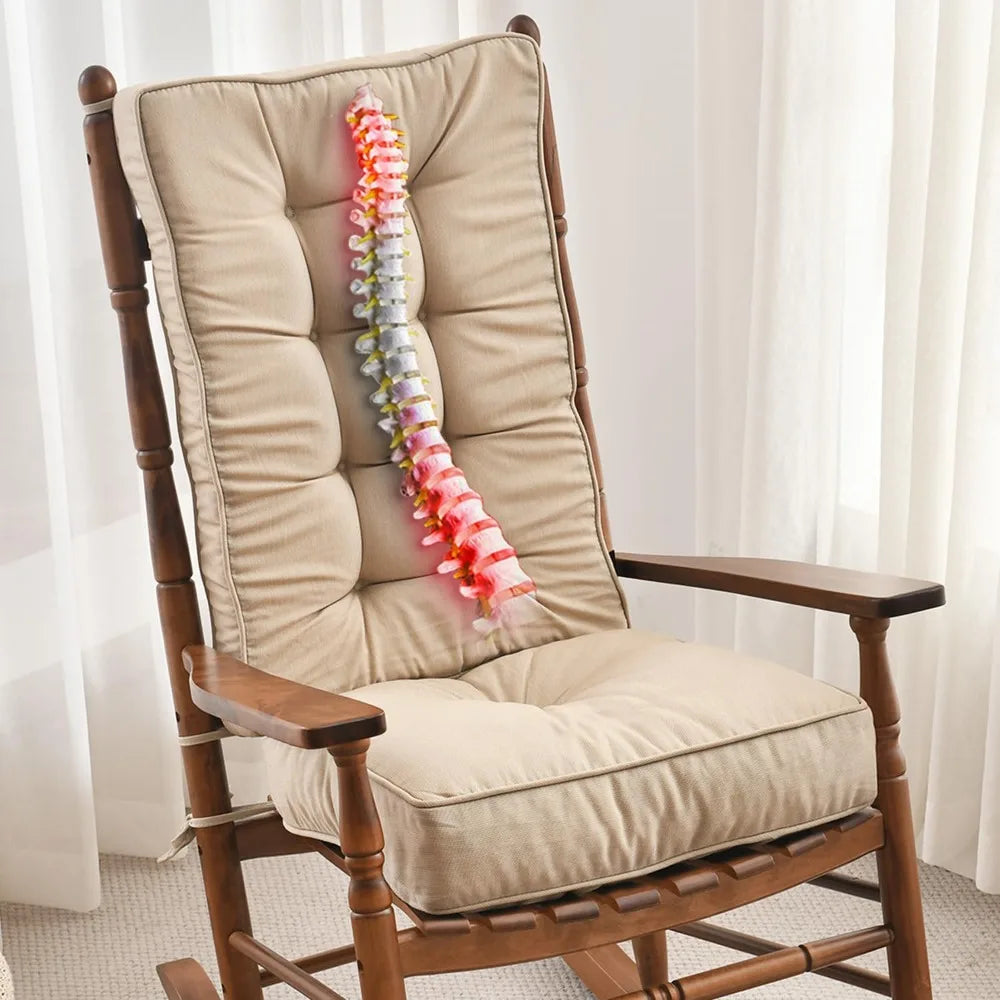 Memory Foam Jumbo Rocking Chair Cushions FadeShield Water Resistant Non Slip Durable Tufted Pads Set of Seat & Back