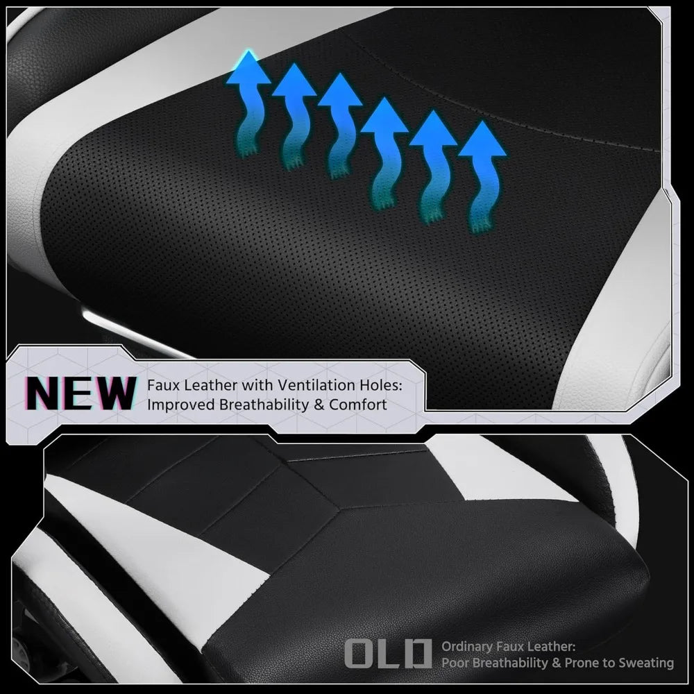 Office Chair Chair w/ Massage Lumbar Support & Footrest Height Adjustable Ergonomic w/ Swivel Seat & Headrest Office