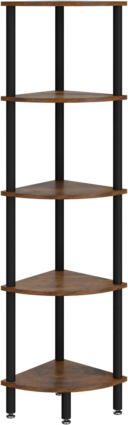 5 Tier Corner Shelf Stand,Industrial Corner Display Rack,Corner Bookshelf for Living Room Bedroom Kitchen Home Office