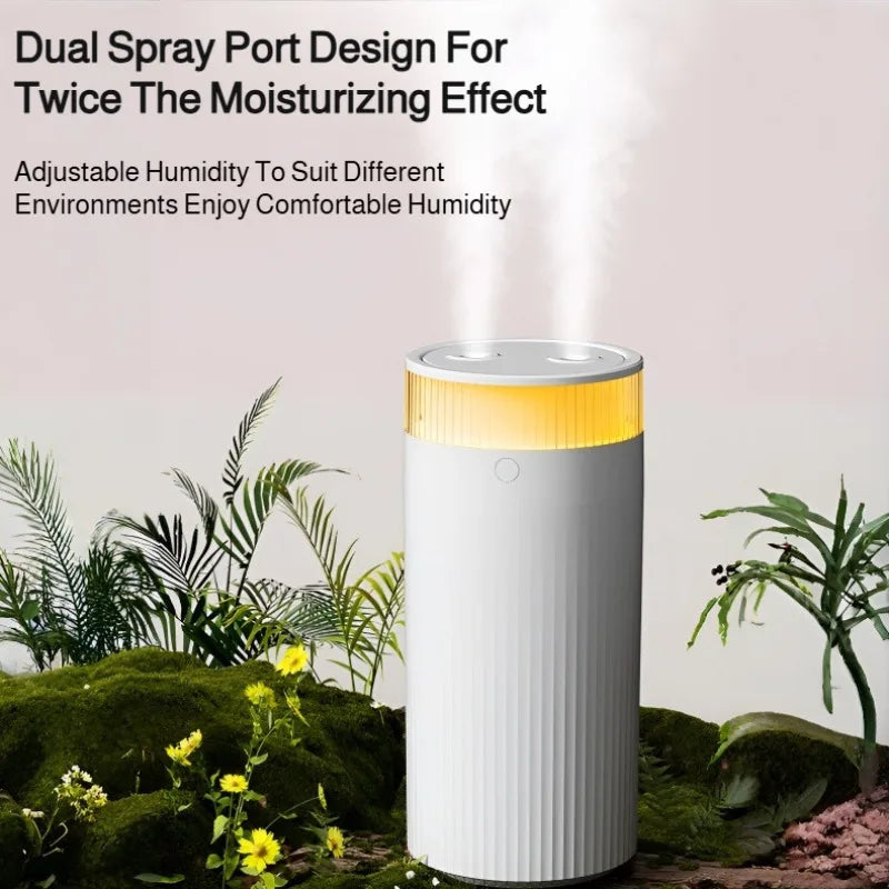 Dual Mist Air Humidifier Large Capacity Quiet USB Ultrasonic Cool Mist Maker for Home Office Dorm Desk with Night Light