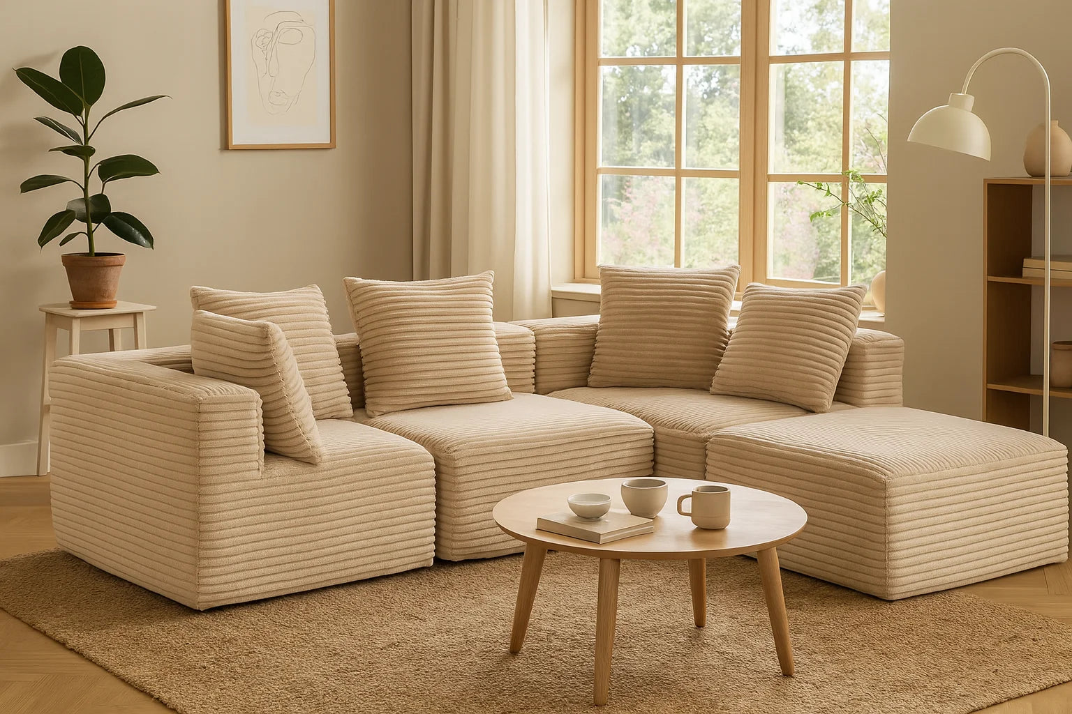 Sectional boneless Couch with L-Shape Chaise,Modern Modular sleeper Sofa with Deep Seat Upholstered Couches for Room